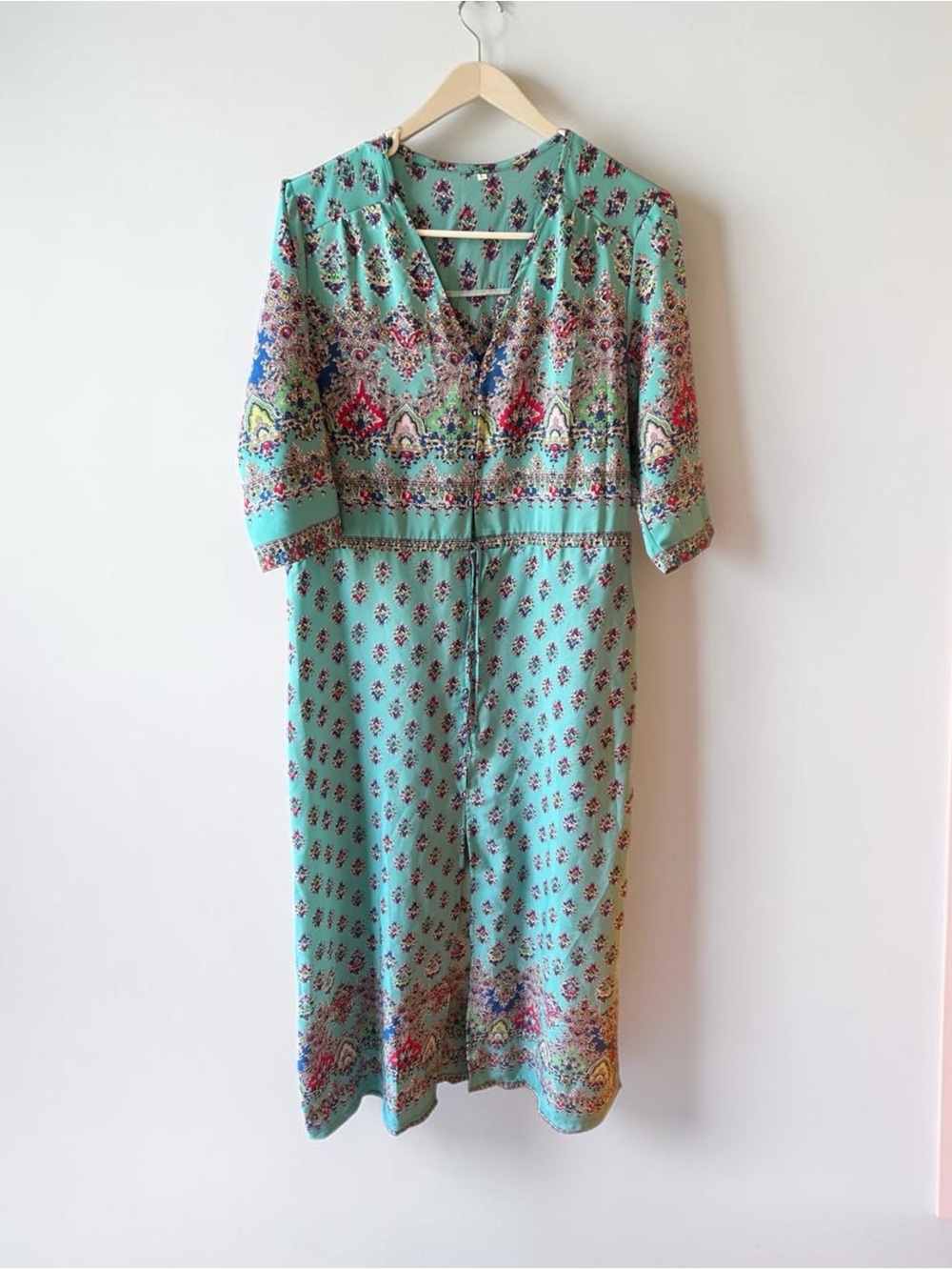 Amazon Teal Floral wrap / cover up with Multicolor Border Print